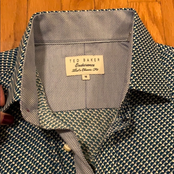 Blue & white checkered Ted Baker button down - Picture 8 of 11